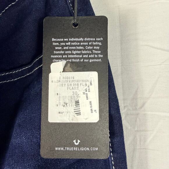 True Religion Jeans Women's W30 Dark Blue Joey Low Rise Flare Leg Flap Pockets - Picture 8 of 12
